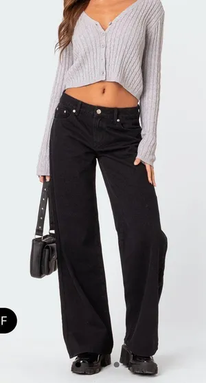 Edikted black low rise jeans thumbnail 1