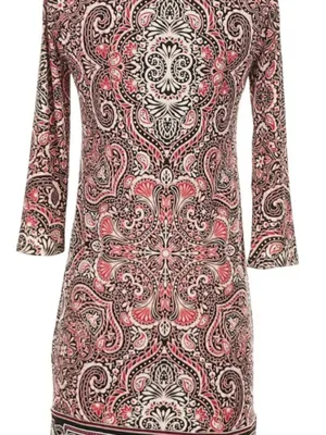 White House Black Market Dress XXS Paisley Autumn Wedding Guest Black Red thumbnail 4