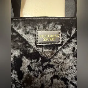 Victoria's Secret Black Quilted Velvet Tote‎ Bag thumbnail 3