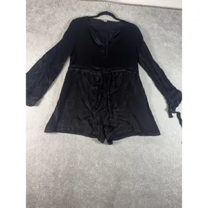 third‎ form black long sleeve one piece romper satin medium thumbnail 2