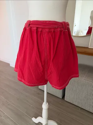 Free People Washed Tomato Red Utility Shorts Coastal Euro Summer thumbnail 4
