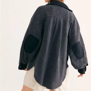 Free People Ruby Jacket Oversized Shacket Fleece Distressed Washed‎ Black Size M thumbnail 2