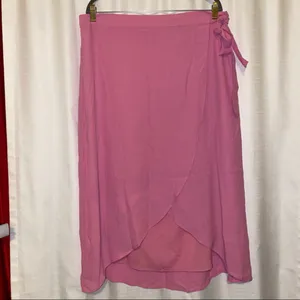 American Eagle Outfitters Midi Tie-Up Pink Wrap Skirt 🆕 XL thumbnail 15