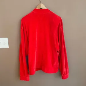 Vintage Oleg Cassini Full Zip Velour Track Jacket‎ Red with Gold Trim Size Large thumbnail 2