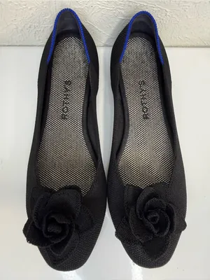 Rothy’s Black Rosette Flower Ballet Flats Size 8 thumbnail 1