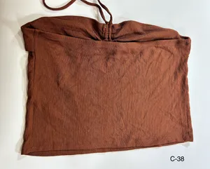 Wild Fable Dark Brown Ribbed Ruched Halter Tube Top Size XL thumbnail 6