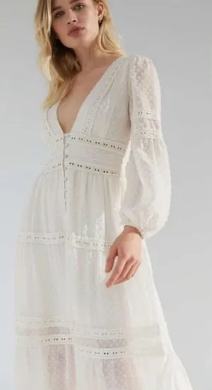 Urban outfitters kimchi blue White Long Sleeve button up fairy Dress,size S thumbnail 1