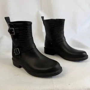Sam Edelman Keigan Womens 8‎ Black Buckle Rubber Croc Embossed Rain Boots thumbnail 6