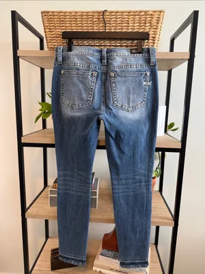 Miss Me Heaven Mid-Rise Skinny Distressed Raw Frayed Hem Jean, 31 thumbnail 4