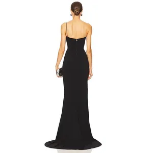 Nookie One Shoulder Gown Maxi Dress M Black High Slit Formal Prom Homecoming thumbnail 3
