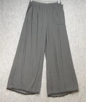 Grade & Gather Women Small Green Boho Coastal Wide Leg Raw Hem Flowy‎ Pants thumbnail 1