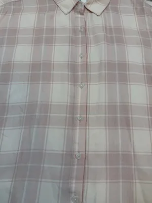 Marine Layer Pink Plaid Short Sleeve Button Up Shirt Coastal Grandmother Size L thumbnail 4