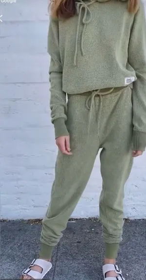 People of Leisure Green Joggers Size L Organic Cozy Lounge Sweatpants thumbnail 1