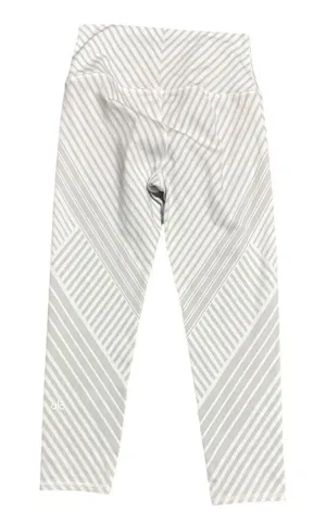 Alo Yoga High-Waist Crop Leggings, White & Grey Chevron Stripe Print, Size S thumbnail 1