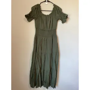 Scarlet Darkness Olive Green Cottagecore Renaissance Midi Dress M NWT thumbnail 5