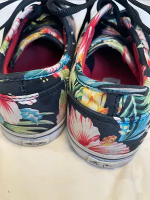 Vans Black Canvas Sneakers with Pink & Teal Floral Print thumbnail 5