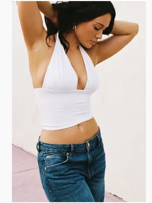 NWT!! Garage Pixie Plunge Halter Top in White thumbnail 2