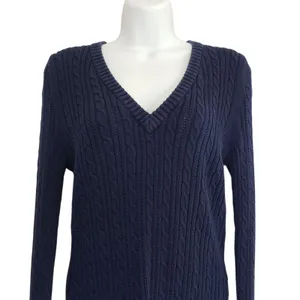 Vintage American Eagle Cable Knit Sweater Large Blue V Neck Preppy Y2K thumbnail 10
