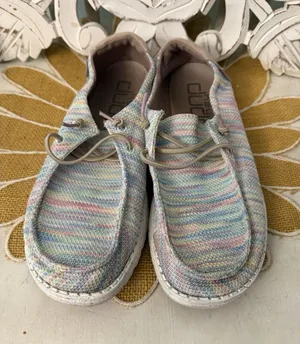Hey‎ Dude Wendy Sox Aurora White Rainbow Knit Slip On Loafers Womens 9 121923214 thumbnail 1
