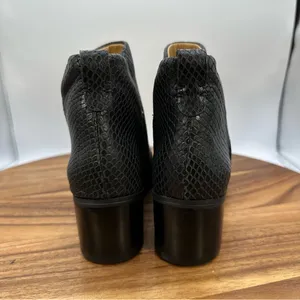 Franco Sarto Reeve Ankle Bootie Black Leather Snakeskin‎ Pull On Boho Women's 5M thumbnail 2