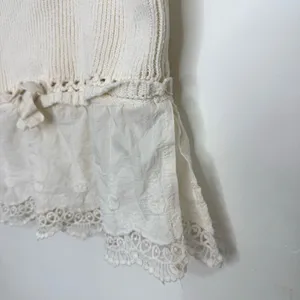 Zara Crochet Cropped Peplum Baby Doll Tank Top Cream White Size Medium thumbnail 3