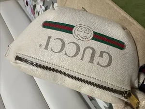 Gucci Off-White/Light Beige Leather Logo Web Belt/Body Bag thumbnail 3
