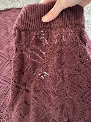Free People Burgundy Textured Wide-Leg Knit Pants thumbnail 5