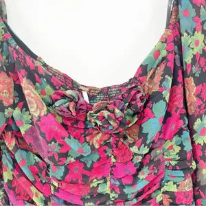 Free People On Lala Floral Long Sleeve Crop Top Women's Size‎ S Festival Boho thumbnail 4