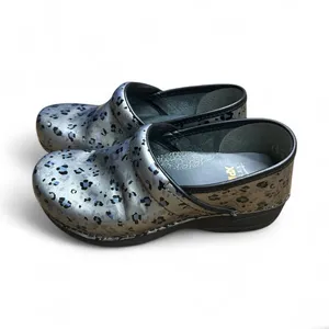 Dansko XP 2.0 Leopard Print Metallic Mule Clogs Silver Black EU 38 Comfort thumbnail 6