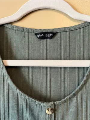 Splash Olive Green Ribbed Button-Front Dress thumbnail 6