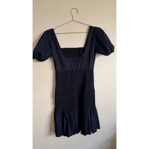 ZARA Black Smocked Puff Sleeve Square Neck Mini Dress‎ Size S thumbnail 4