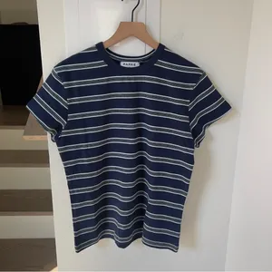 PARKE Holiday Striped T-Shirt Striped Tee in Snowflake Stripe Blue New thumbnail 4