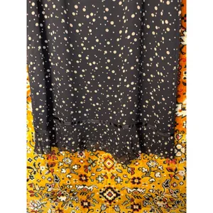 Vintage 100% Silk Black Cream Polka Dot Flutter Sleeve Midi Dress Size 8 thumbnail 5