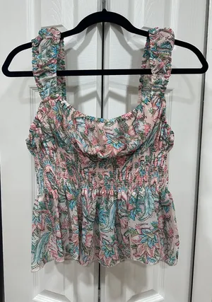 Urban outfitters Floral Smocked Peplum Tank Top thumbnail 1