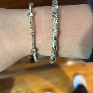 Silver Dainty Crystal and Braided Bracelets thumbnail 3