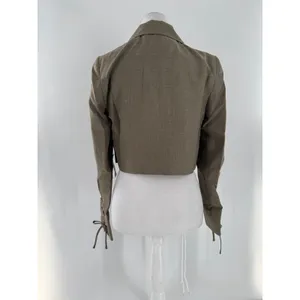 Miss Selfridge ASOS Cropped Blazer US 4 Taupe Double Breasted Lace Up Sleeves thumbnail 5