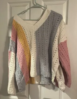 Boutique Color Block Sweater Oversized thumbnail 1