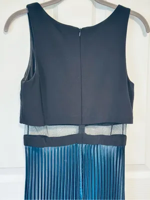 Betsy Adam Black & Blue Ombre Pleated Mesh Waist Maxi Formal Evening Dress Sz 6 thumbnail 6