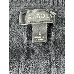 Talbots Women Black Cable Knit Lambswool Blend Button Cuff Sweater Large Classic thumbnail 3