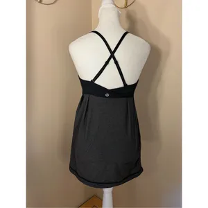 Lululemon Black Heathered Charcoal Gray Graceful Flow Tank Top Size 6 thumbnail 2