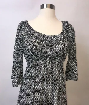 Sophie Max Studio Womens Dress Size XS Black White Geometric 3/4 Flounce Sleeve thumbnail 2