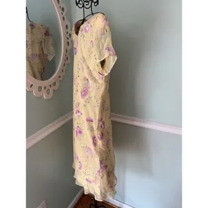 VTG y2k R & K YELLOW COTTAGE CORE PRAIRIE TEA PARTY‎ FLORAL DRESS 6 Feminine thumbnail 2