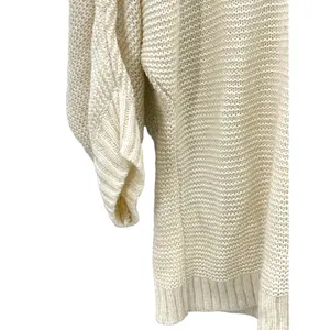 New‎ York & Company Open-Knit Shimmery Cowl Neck Sweater Large Cream Gold Top thumbnail 7