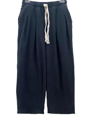 FREE PEOPLE BEACH Black Washed Drawstring Waist Pleated Wide Leg Cropped Pant XS thumbnail 1