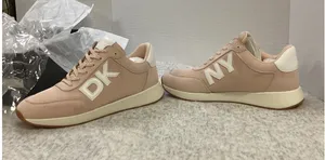 DKNY Oaks Logo Lace Up Sneakers Pale Blush Pink Faux‎ Suede Nylon Womens 11 thumbnail 1