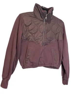 Abercrombie & Fitch Cropped‎ Casual Brown 3/4 zip up sweater size XS thumbnail 1