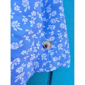 SheIn Blue Ditsy Floral Button Front Midi‎ Dress Womens Size Large 8/10 V-Neck thumbnail 4