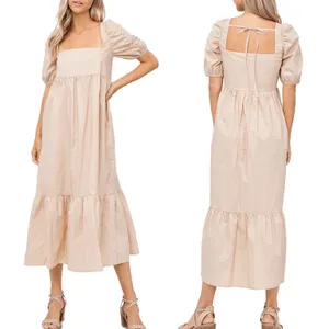 En Saison Square Neck Puff Sleeve Midi Dress thumbnail 3