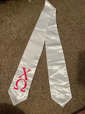 Chi Omega Graduation Stole White Size undefined thumbnail 2
