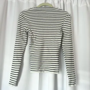 White & Black Striped Mock Neck Sweater thumbnail 2